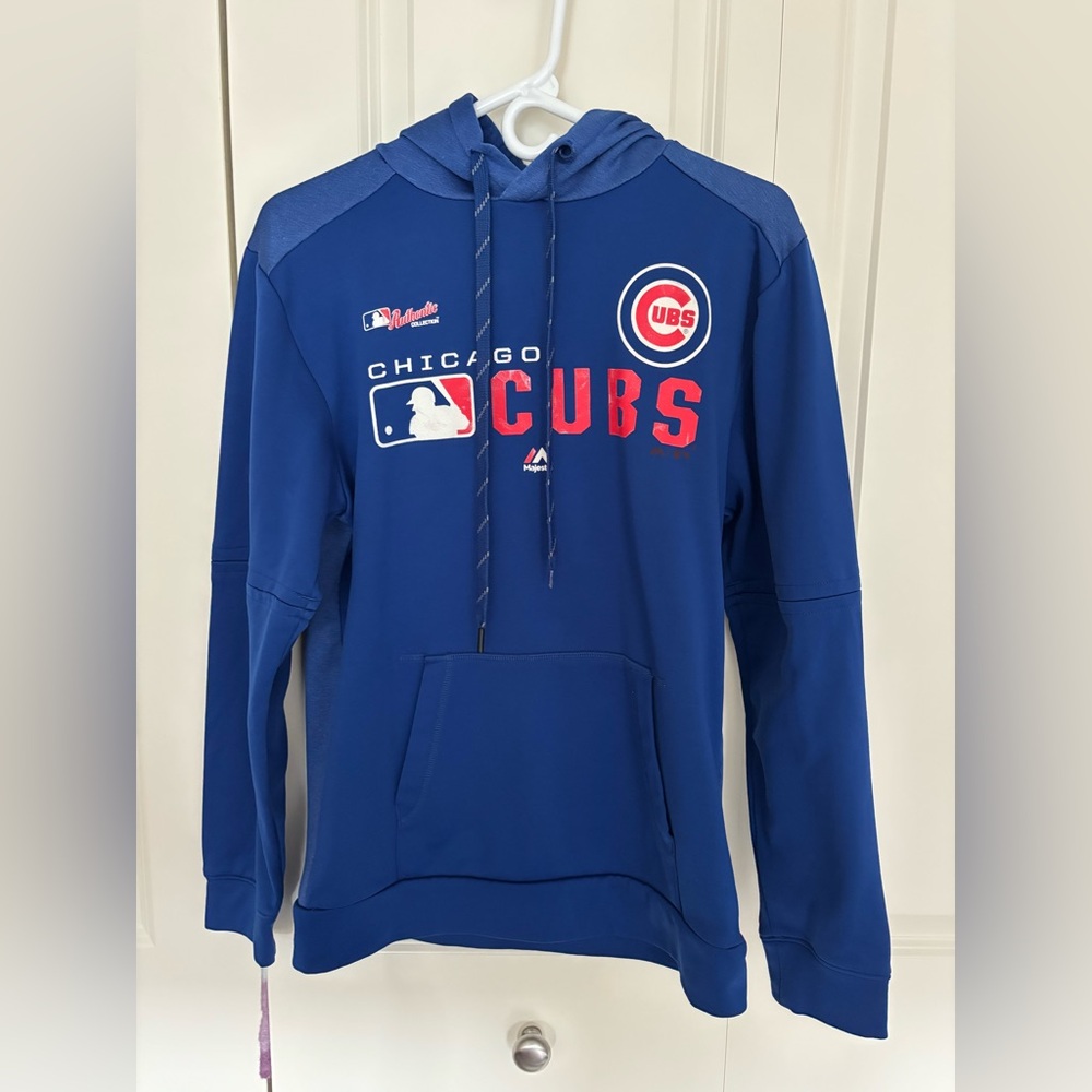 Authentic majestic Chicago cubs blue hooded sweatshirt size small unisex